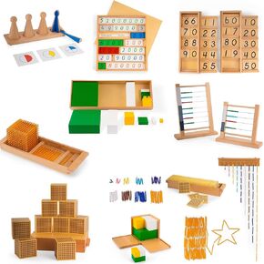 Advanced Montessori Sensorial Materials Set 1 with Pink Tower & Brown Stairs, Premium Solid Beechwood, 14 Sensory Toys for Kids , Preschool Homeschool Classroom Supplies(Sensorial Series Kit 1) in Kuwait