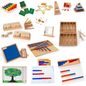 Advanced Montessori Sensorial Materials Set 1 with Pink Tower & Brown Stairs, Premium Solid Beechwood, 14 Sensory Toys for Kids , Preschool Homeschool Classroom Supplies(Sensorial Series Kit 1) in Kuwait