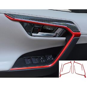 Car Accessories Fit for Toyota RAV4 (XA50) 2019 2020 2021 2022 Door Inner Armrest Frame Handle Decor Cover Trims ( Red ) ABS 4PCS in Kuwait