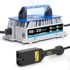 20 AMP 36 Volt Golf Cart Charger for EZGO TXT, IP67 Waterproof & Trickle Charge, 1250W Fast 36 Volt EZGO Golf Cart Battery Charger Full Auto Charge with D-Style Plug, 16FT Cable, for Lead-Acid Battery in Kuwait