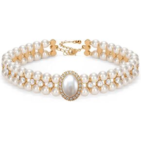 XZQTIVE White Bead Necklace For Cavewoman Dress Vintage Pearl Jewelry Sets with Rhinestone for Wedding Tea Party Halloween in Kuwait