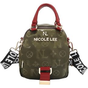 Nicole Lee Multi-Wear Dome Shoulder Bag, Polyester with Vegan Leather, Dual Compartments in Kuwait