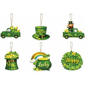 24 Pcs St. Patrick's Day Tree Ornaments Wooden Shamrock Gnome Ornaments for Tree Green Irish Hanging St. Patrick's Day Decorations Saint Patrick's Day Decor for Small Trees Craft Home Party in Kuwait