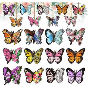 36 قطعة من زخارف الفراشة لشجرة معلقة فراشات زخارف خشبية مع سلسلة لمنزل المزرعة شجرة معلقة صيفية هدايا حفلات أعياد الميلاد ديكور المنزل in Kuwait