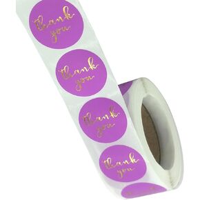 N’icePackaging – 500 Qty – 1.5 inch - Thank You - Purple w Gold Text - Stickers/Sealers – Self-Adhesive – for Decoration/Sales/Branding/Envelopes/Merchandise/Customer Appreciation in Kuwait