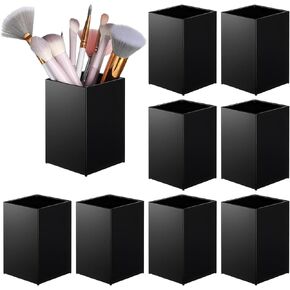 10 قطع من حامل أقلام الأكريليك، حامل أقلام أسود للمكتب وحاملات فرش الماكياج من الأكريليك مقاس 2.6 × 2.6 × 4 بوصة، كوب منظم للأقلام للمكتب والمدرسة واللوازم المنزلية in Kuwait