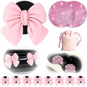 11pcs Pink Car Accessories Set, Air Vent Clips Car Accessories with 2pcs Car Cup Holder Coaster and 1 Storage Bag, Cute Car Decor for Women Girl in Kuwait