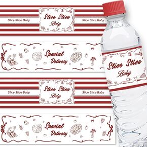ملصقات زجاجات مياه للأطفال من Slice Slice، ملصقات مغلفة لزجاجات مياه استحمام الأطفال الإيطالية، ملصقات خاصة للمشروبات المقاومة للماء للبيتزا تحت عنوان حفلة عيد الميلاد الأولى - 32 قطعة in Kuwait