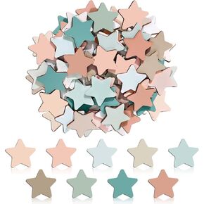 JarThenaAMCS 45 Pcs Star Extra Tokens for Reward Jar Pastel Macaron Colored Star Shape Wooden Cutouts Tokens with Linen Pocket for Back to School Classroom Student Teacher in Kuwait