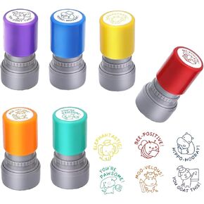 6-Piece Set of Teacher Stamps -Behavior Stamp for Grading Homework & Student Rewards, Motivational Essential Scoring Stamps for Teacher(Animal Cartoon Design) in Kuwait