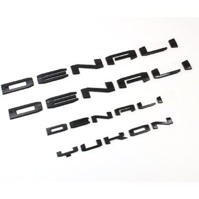 4pcs Set Gloss Black Door Rear Denali Yukon Emblems Letters Compatible with 2021-2025 Yukon Yukon XL (Gloss Black) in Kuwait