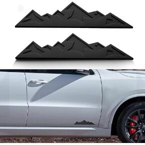 2 PCS 7 Inch Mountains Graphic Logo Badge, Trunk Mountain Logo Emblem for Car Trunk Tailgate Emblem, Car Exterior Accessories (Matte Black) in Kuwait