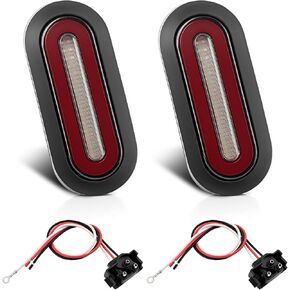 مصابيح خلفية LED بيضاوية مقاس 6 بوصات، قطعتان من العدسات المدخنة باللون الأحمر 114 مصباح LED لإشارة الانعطاف وأضواء الفرامل الخلفية، DC12V-24V مصابيح خلفية بيضاوية مقاومة للماء لشاحنة المقطورة RV Van Boat in Kuwait