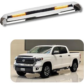 Front Upper Grille Hood Scoop Chrome w/led Lights Compatible with Toyota Tundra 2014-2021,Replacement Front Engine Heat Dissipation Mesh Grille Silver in Kuwait