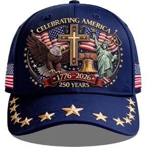 250 الذكرى الولايات المتحدة الأمريكية قبعة النسر الحرية الصليب مطبوعة نمط قابل للتعديل المطرزة 250th الذكرى قبعة قبعات البيسبول in Kuwait