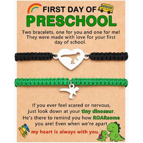 Mother Son Back to School Gifts, Set of 2 Matching Dinosaur Bracelets for Boys First Day of Kindergarten Preschool in Kuwait