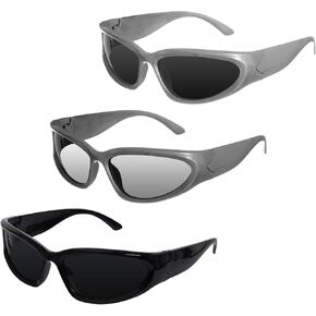Nydotd 3 Pairs Y2K Sunglasses for Women Men Fashion Sport Shades Sun Glasses Trendy Wrap Around Sunglasses in Kuwait