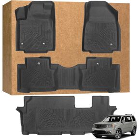 Floor Mats for Honda Pilot 2009-2015 (Fit for 2009-2015 Honda Pilot EX/EX-L/LX/SE/Touring), TPE Waterproof Non-Slip All Weather Protection Custom in Saudi Arabia