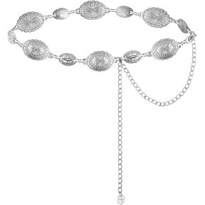 Western Metal Concho Belt for Women Cowgirl Chain Belts for Dresses Jeans Country Concert Outfit,Boho Vintage Chain Belt 1pcs in Kuwait