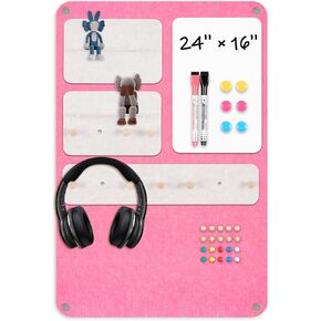 DOLLAR BOSS 3-in-1 Foldable Bulletin Board 16"x24" Vertical- Magnetic Whiteboard with Cork & Acrylic Shelves, Sound-Absorbing Felt for Home/Office/Dorm Includes Pins/Magnets (Grey) in Kuwait