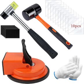 Floor Gap Fixer Tool Kit with 2 Rubber Mallets, 10 Reusable Sticky Pads, Suction Cup - Heavy Duty Laminate Floor Gap Repair Kit for Vinyl Plank & Hardwood Floor in Kuwait