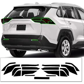 طقم تلوين ضوء عاكس الفرامل الثالث للإضاءة الخلفية المقطوع مسبقًا متوافق مع Toyota Rav4 2019-2022 | غلاف غلاف من الفينيل PPF قابل للتمدد بدقة (دخان داكن) in Kuwait