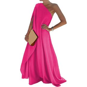 YMING Women's One Shoulder Solid Color Maxi Dress Summer Wedding Guest Long Dresses Cocktail Party Loose Fit Dress in Kuwait
