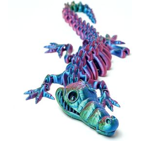 تمساح هيكل عظمي مطبوع ثلاثي الأبعاد، تمثال لعبة حيوانات مرنة، مفاصل متحركة، ديكور مكتب المنزل، لعبة تململ للبالغين والمراهقين هدايا المهرجانات، حشوات سلة عيد الفصح، لعبة حيوانات المكتب التنفيذية توكو (RGB) in Kuwait