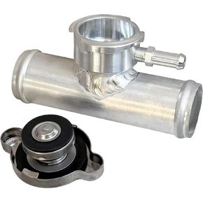 32mm 1-1/4" Radiator Hose 1.25" Aluminum Radiator Coolant Inline Filler Neck Upper Hose With Cap Natural in Kuwait