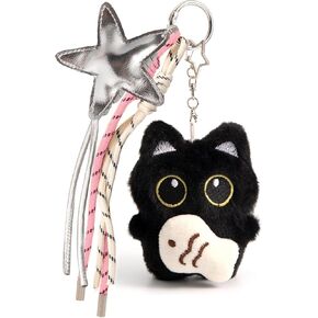 سلسلة مفاتيح قطيفة سوداء لطيفة على شكل قطة، حلية حقيبة لحقائب اليد، ملحقات محفظة حقيبة الظهر، هدايا لمحبي القطط، النساء، الفتيات in Kuwait