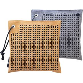 THEDOTS Car Air Purifier Bags (Leather Style) - 2 x 500g Bags (1kg Total) Activated Charcoal Odor Eliminator for Smoke - Unscented Mineral Crystal Absorber for Auto & Home (Grey&Brown) in Saudi Arabia