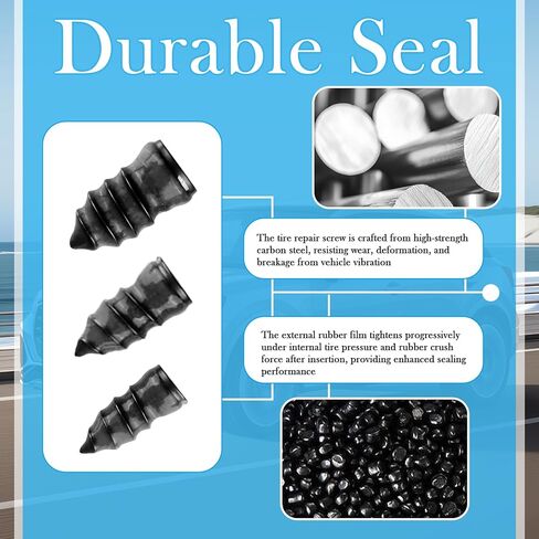 OFBAND 100PCS Tire Repair Rubber Nail Kit with 3 Sizes,Professional Vacuum Tire Plug Kit for Quick Repairs,Self-Service & Self Sealing Screw in Tires Plugs with Screwdriver & Box in Saudi Arabia