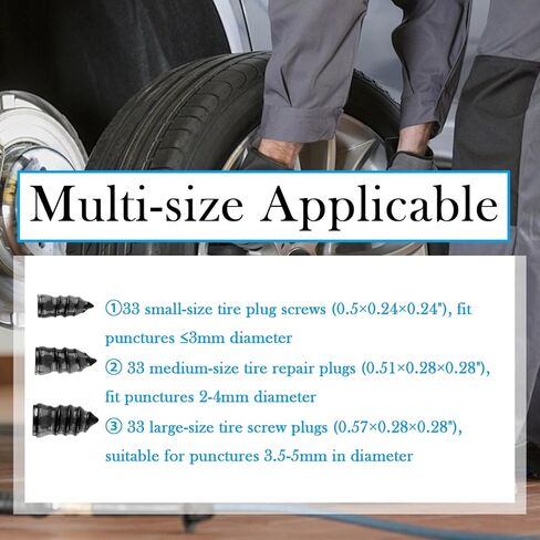 OFBAND 100PCS Tire Repair Rubber Nail Kit with 3 Sizes,Professional Vacuum Tire Plug Kit for Quick Repairs,Self-Service & Self Sealing Screw in Tires Plugs with Screwdriver & Box in Saudi Arabia