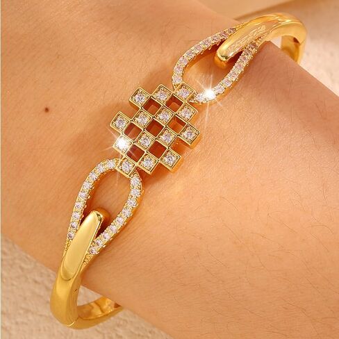 The bracelets for women Cuff Bracelet - Geometric checkerboard irregular bracelet in Saudi Arabia