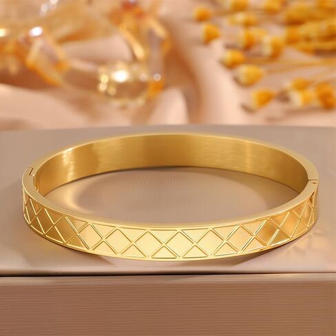 18K Gold Bangles Bracelets for Women Stainless Steel Friendship Love Bracelets Jewelry Birthday Gifts for Women in Saudi Arabia