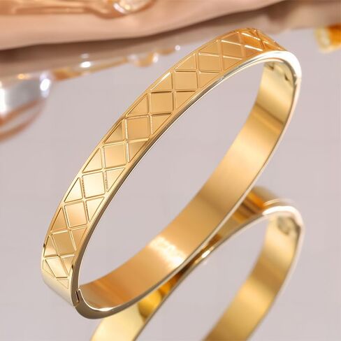 18K Gold Bangles Bracelets for Women Stainless Steel Friendship Love Bracelets Jewelry Birthday Gifts for Women in Saudi Arabia