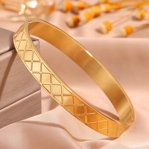 18K Gold Bangles Bracelets for Women Stainless Steel Friendship Love Bracelets Jewelry Birthday Gifts for Women in Saudi Arabia