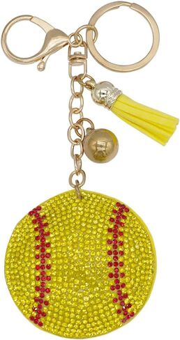 Rhinestone Bling Softball Baseball Keychain Charms for Women Girls Purse Bag in Saudi Arabia