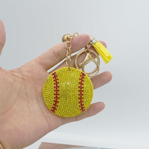 Rhinestone Bling Softball Baseball Keychain Charms for Women Girls Purse Bag in Saudi Arabia