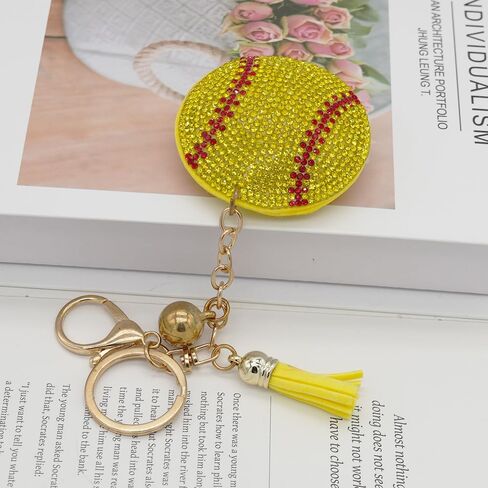 Rhinestone Bling Softball Baseball Keychain Charms for Women Girls Purse Bag in Saudi Arabia