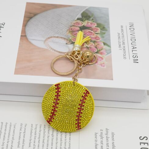 Rhinestone Bling Softball Baseball Keychain Charms for Women Girls Purse Bag in Saudi Arabia