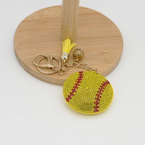 Rhinestone Bling Softball Baseball Keychain Charms for Women Girls Purse Bag in Saudi Arabia