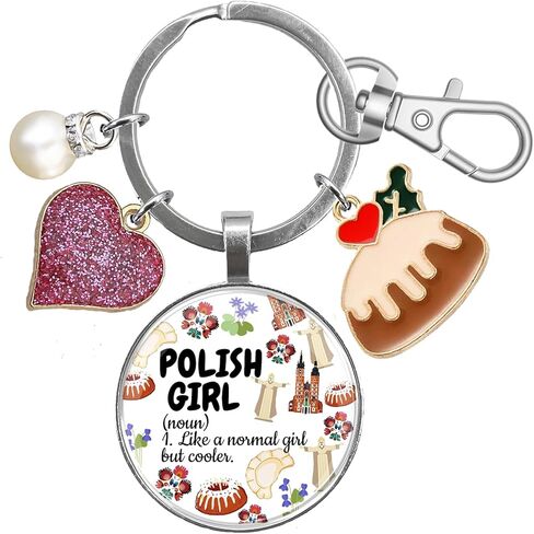 Polish Gifts Poland Lover Keychain for Christmas Graduation Birthday Retirement Poland Vacation Souvenir for Women Kids Mom Girl Trip Pierogi Theme Travel Jewelry Funny Polish Landmarks Keyring in Saudi Arabia