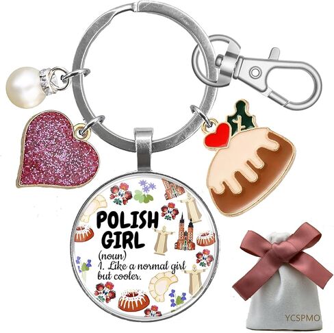 Polish Gifts Poland Lover Keychain for Christmas Graduation Birthday Retirement Poland Vacation Souvenir for Women Kids Mom Girl Trip Pierogi Theme Travel Jewelry Funny Polish Landmarks Keyring in Saudi Arabia
