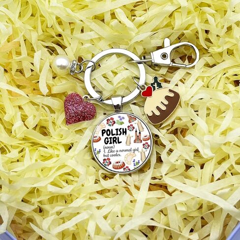 Polish Gifts Poland Lover Keychain for Christmas Graduation Birthday Retirement Poland Vacation Souvenir for Women Kids Mom Girl Trip Pierogi Theme Travel Jewelry Funny Polish Landmarks Keyring in Saudi Arabia
