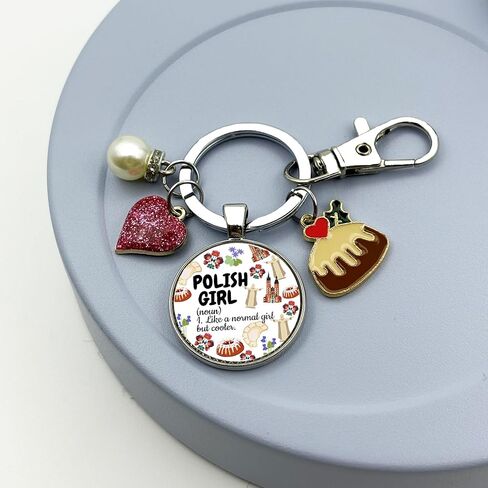 Polish Gifts Poland Lover Keychain for Christmas Graduation Birthday Retirement Poland Vacation Souvenir for Women Kids Mom Girl Trip Pierogi Theme Travel Jewelry Funny Polish Landmarks Keyring in Saudi Arabia