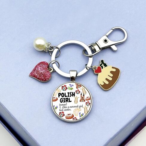 Polish Gifts Poland Lover Keychain for Christmas Graduation Birthday Retirement Poland Vacation Souvenir for Women Kids Mom Girl Trip Pierogi Theme Travel Jewelry Funny Polish Landmarks Keyring in Saudi Arabia