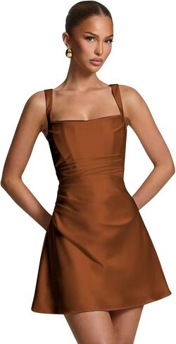 Short Homecoming Dresses for Teens 2026 Satin Ruched Square Neck A Line Prom Dress in Saudi Arabia