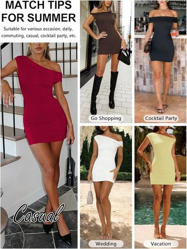 Womens Off The Shoulder Dress Sexy Summer Bodycon Mini Dresses for Women Going Out Cocktail Vacation Outfits in Saudi Arabia