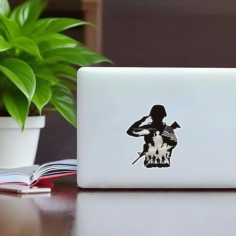 Military Silhouette Decal Sticker, Patriotic American Flag Design, Waterproof Vinyl for Cars, Laptops, Motorcycles, 2-Pack#d073 in Kuwait